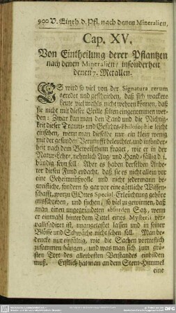 Cap. XV. Von Eintheilung derer Pflantzen nach denen Mineralien, insonderheit denen 7. Metallen