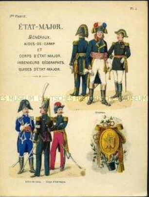 Uniformdarstellung, Generäle und Flügeladjutanten des Generalstabs, Frankreich, 1690/1894.