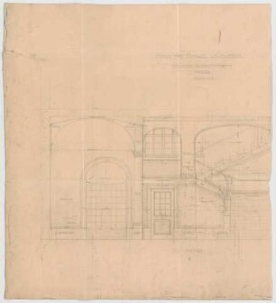Thiersch, Friedrich von; München; Haus für Handel und Gewerbe - Vestibül mit Haupttreppe (Schnitt)