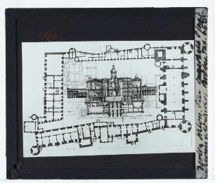 Berlin, Schloss,Broebes, Grundriss und Aufriss des Berliner Schlosses (Zeichnung) : Zeichnung: Grundriss und Aufriss