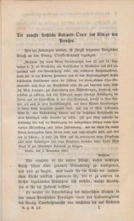 1-7 Die neueste kirchliche Kabinets-Ordre des Königs von Preußen