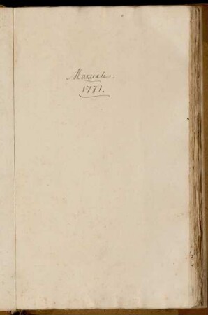 Manuale. 1771., Göttingen, 1771 : Manual 1771