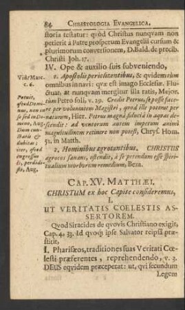 Cap. XV. Matthaei. Christum ex hoc Capite consideremus ...