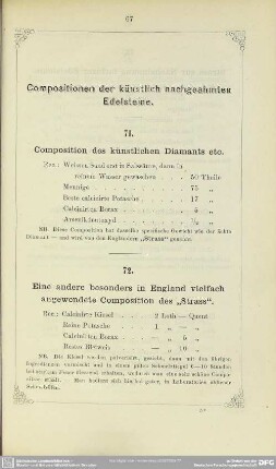 71. Composition des künstlichen Diamants etc.