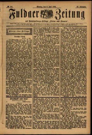 Erste Ausgabe vom Montag, den 06. Juli 1896.