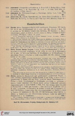 Handschriften (Nr. 1030-1033)