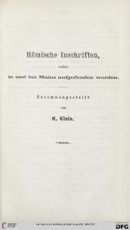 2: Römische Inschriften, welche in und bei Mainz aufgefunden worden, [5]