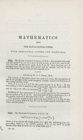 Mathematics from the educational times. [4641. - 7465.]