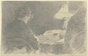 Mary und Emma Eysen unter einer Tischlampe