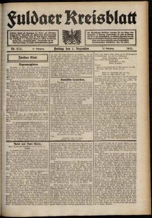 Zweite Ausgabe vom Freitag, den 01. Dezember 1911.