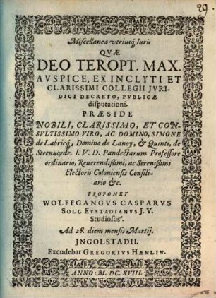 Miscellanea utriusque iuris