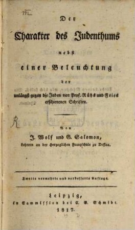 Der Charakter des Judenthums