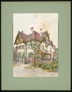 Villa Dr. Timme, Koblenz: Ansicht (aus: Moderne Villen in Meisteraquarellen, hrsg. von Gebr. R. Völkel, 1903-04)