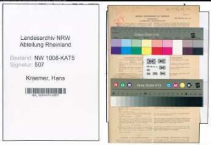 Entnazifizierung Hans Kraemer , geb. 16.07.1898 (Kaufmann)