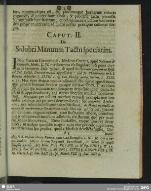 Caput II. De Salubri Manuum Tactu speciatim