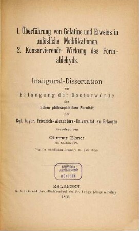 1. Überführung von Gelatine und Eiweiss in unlösliche Modifikationen 2. Konservierende Wirkung des Formaladehyds