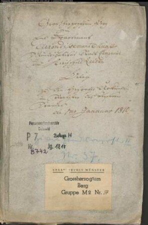 Belegakte zum Heiratsregister 1810 der Munizipalität Kirchspiel Lengerich