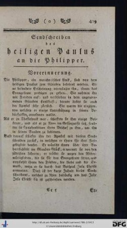 Sendschreiben des heiligen Paulus an die Philipper.