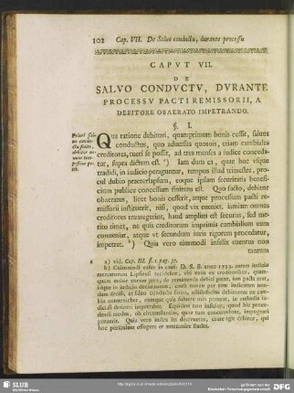 Caput VII. De Saluo Conductu, Durante Processu Pacti Remissorii, A Debitore Obaerato Impetrando