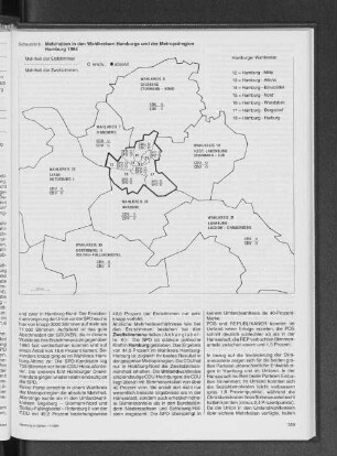 Mehrheiten in den Wahlkreisen Hamburgs und der Metropolregion Hamburg 1994