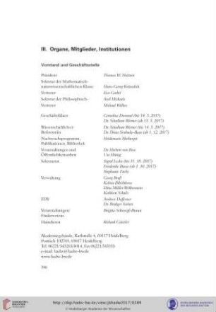 Vorstand und Geschäftsstelle