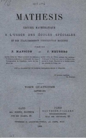 TOME QUARTIÈME. JANVIER 1884.