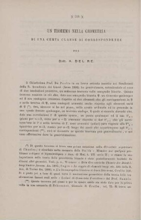 Un teorema nella geometria di una certa classe di corrispondenze.