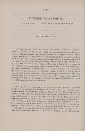 Un teorema nella geometria di una certa classe di corrispondenze.