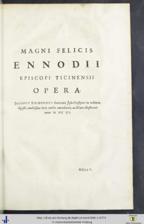 XII. Ennodii Opera.