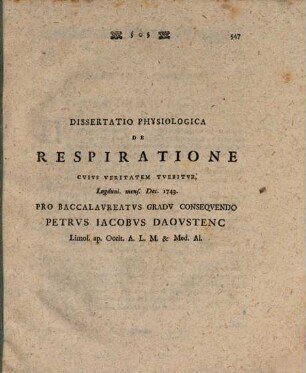 Diss. physiol. de respiratione