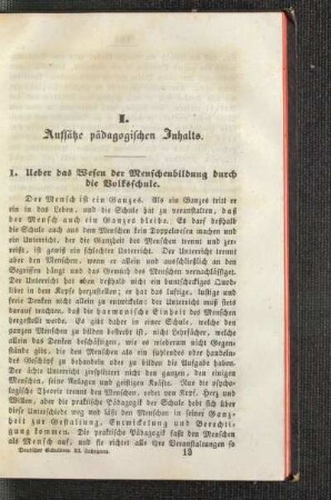 Ueber das Wesen der Menschenbildung durch die Volksschule