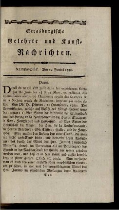 XLIXstes Stück. Den 19. Junius 1782.