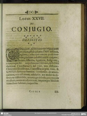 Locus XXVII. De Conjugio