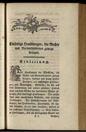 Einseitige Handlungen, die Rechte und Verbindlichkeiten zuwege bringen. Einleitung