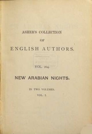 New Arabian nights, 1