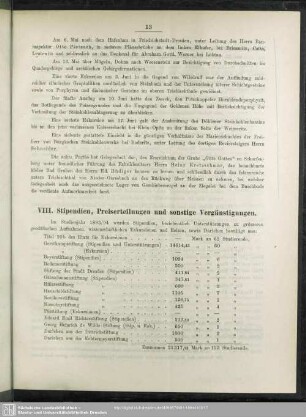 VIII. Stipendien, Preiserteilungen und sonstige Vergünstigungen