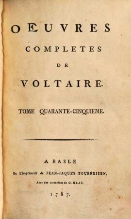 Oeuvres complètes de Voltaire, 45. Romans ; 1. - 1787. - 471 S.