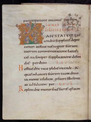 Zierinitiale / Randleisteninitiale mit Rankenbesatz: M(aisestatem)