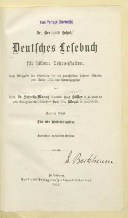 Band 2, [Schülerband]: Für die Mittelklassen