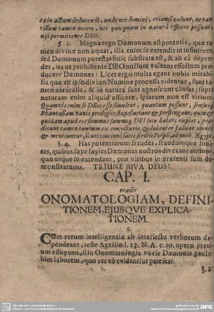 CAP. I. tradit ONOMATOLOGIAM, DEFINITIONEM, EJUSQUE EXPLICATIONEM.