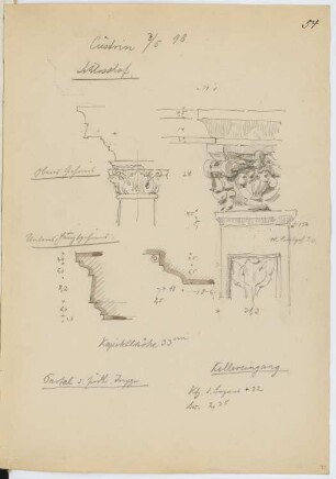 Schloss Küstrin: Details (aus: Skizzen- und Fotoalbum 12)