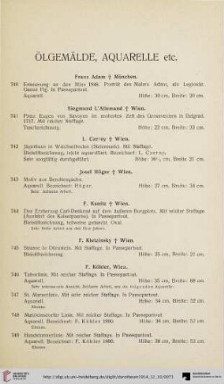 Ölgemälde, Aquarelle etc. (Nr. 740-782)