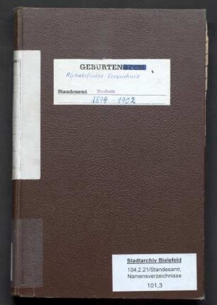 Namensverzeichnis zum Geburtenregister Brackwede, 1894 - 1902