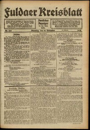 Ausgabe vom Dienstag, den 19. November 1918.