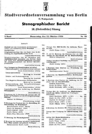 Nr. 58, 12. Oktober 1950, Ordentliche Sitzung