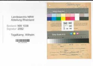 Entnazifizierung Wilhelm Tegelkamp , geb. 05.06.1909 (Beamter)