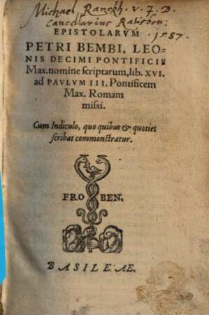 Epistolarum ... Leonis X. pont. max. nomine scriptarum lib. XVI