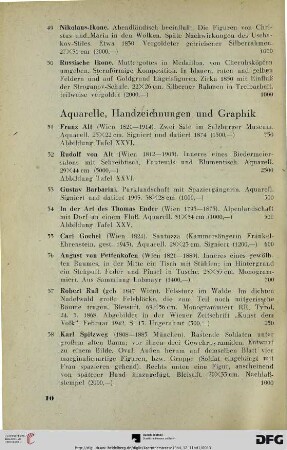 Aquarelle, Handzeichnungen und Graphik (Nr. 51-63)