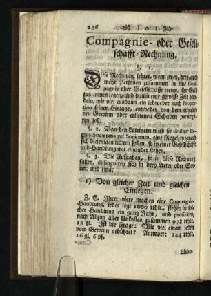 Compagnie- oder Gesellschafft-Rechnung