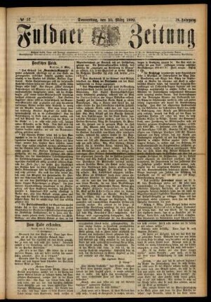 Ausgabe vom Donnerstag, den 10. März 1892.